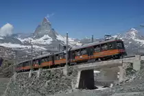 Bhe 4/8 3053 und Bhe 4/8 3054 erreichen am 27.07.2013 ihr Ziel Gornergrat.