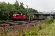 Uwe Adam V 100 / Adam 23 mit ein paar Flachwagen beim Rangieren am 13.09.2013 in Probstzella. 