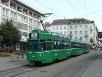 BVB - Tram Be 4/4 477 mit 2 Anh�nger unterwegs auf der Linie 14 in Basel am 31.08.2013