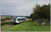 Die letzte Publikumsfahrt mit GKB 5063 008 ging am 15.9.2013 von Wetzleinsdorf retour nach Ernstbrunn als SR 17674.  Die Aufnahme zeigt den Zug kurz nach der Ausfahrt aus Wetzleinsdorf.

