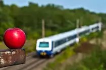  An apple a day keeps the doctor away  - Unter diesem Motto entstand die Aufnahme der S - Bahn 23568 nach G�nserndorf, kurz vor der Haltestelle in Silberwald am 25.09.2013.