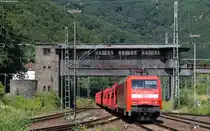 152 143-4 mit einem Autozug in Bingen 3.8.13