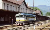 Am 18.5.2004 f�hrt 754055 um 9.57 Uhr durch den Bahnhof Vrutky.