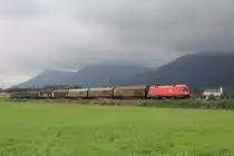 1116 025 mit einem Audi-Zug am 27. August 2013 bei Bernau am Chiemsee.