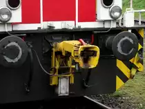 Die Rangierkupplung einer Krauss Maffei MH05 der Hafenbahn Frankfurt am 11.10.13