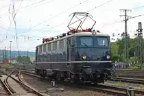 Nachschuss auf E41 001 am 08.06.2013 auf der Fahrzeugparade des Sommerfestes vom DB Museum in Koblenz-L�tzel.