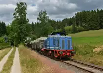 V65-12 (265 303) mit einem Schotterzug am 12.07.2013 bei Pr�nst.