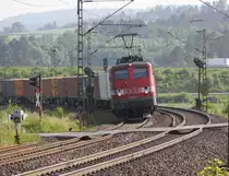 Eine kleine Seltenheit-Sensation auf der NSS am 11.06.2013. ABEG 140 857-4 kam mit einem Containerzug in Fahrtrichtung Norden vorbei. Aufgenommen zwischen Eichenberg und Friedland(HAN).