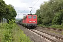 140er Doppeltraktion, 140 837-6 f�hrend, mit PKP Kohlezug in Fahrtrichtung S�den. Aufgenommen in Wehretal-Reichensachsen am 14.06.2013.