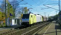 152 197-0 durchf�hrt mit einem vollen Kohlezug mit tschechischen Waggons von AWT den Hp Dresden-Cotta (19.10.2013)