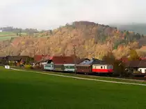 Mariazellerbahn noch mit Lok 1099. 
1099.14 P6804 (Mariazell - St. P�lten) kurz vor Kirchberg a.d. Pielach  
22.10.2013.