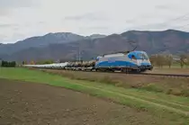 Am 27.10.2013 �berraschte mich dieser von der 1216 922 gezogene Autozug
bei Kirchdorf an der Krems so sehr, dass nur noch die Kamera aus der
Tasche reissen und abdr�cken konnte. Daher entstand diese Aufnahme im Sportmodus.
