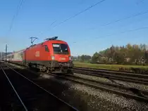 1116 102-5 passiert mit OIC-861 den Bahnhof Redl-Zipf; 130224