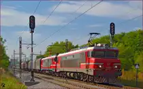 S� 363-009+363-? ziehen G�terzug durch Maribor-Tabor Richtung Norden. /8.10.2013