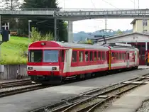CJ - Steuerwagen ABt 711 und Triebwagen BDe 4/4 611 im Bahnhofsareal von Tramelan am 28.09.2013