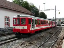 CJ - Steuerwagen Bt 704 und Triebwagen ABDe 4/4 603 im Bahnhofsareal von Tramelan am 28.09.2013