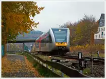 An einem tr�ben November Nachmittag.....

Ein Stadler GTW 2/6 (BR 646) der Hellertalbahn kommt am 18.11.2013 von Neunkirchen und erreicht gleich den Bahnhof Herdorf.