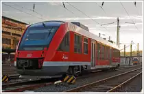 Beim Hauptbahnhof Siegen ist am 16.11.2013 der Dieseltriebwagen 640 019-5 (9580 0 640 059-5-5 D-DB ABp) ein Alstom Coradia LINT 27 der DreiL�nderBahn abgestellt.