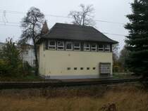 Das Demminer Stellwerk Dwt,am 02.November 2013,an der Ausfahrt nach Grimmen.