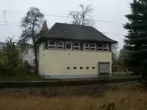 Das Demminer Stellwerk Dwt,am 02.November 2013,an der Ausfahrt nach Grimmen.