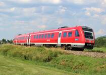 Am 27.Juli 2013 fuhr 612 001 als RE nach Oberstdorf - hier kurz hinter Immenstadt.