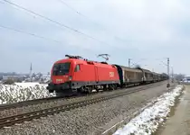 1016 033 mit einem Schiebewandwagenzug am 01.04.2013 bei Osterm�nchen.