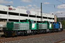 ATC Lok 1001121 (ex FRET 461002) +ATC 1001124 (ex FRET 461004)+ eine weitere unbekannte ATC G1206 am 5.5.13 bei der Ankunft in Krefeld Hbf.