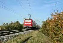 146 110-2 mit einem RE von Basel �ber Freiburg im Breisgau nach Offenburg am Nachmittag des 26.10.13 bei H�gelheim.