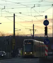 Haltestelle Elbepark im Novemberlicht , Schnappschu� aus dem Auto an der roten Ampel.27.11.2013 15.59 Uhr 