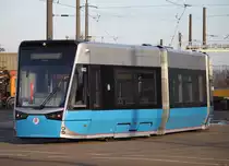 Die neue Hightech-Stra�enbahn vom Typ Vossloh 6N2 f�r Rostock stand am 23.12.2013 auf dem Gel�nde der Rostocker Stra�enbahn AG 