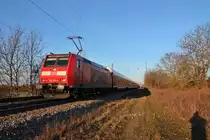 Ausfahrt von der Freiburger 146 109-4  Baden-Württemberg erfahren  mit RE 26512 (Basel Bad Bf - Offenburg) in Heitersheim gen Freiburg. (23.12.2013)