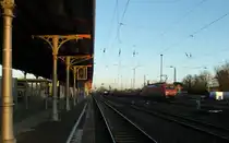 Am 30.12.2013 kam 189 014 mit einem Containerzug aus Richtung Magdeburg nach Stendal.Nach einem Personalwechsel fuhr dieser Zug weiter Richtung Wittenberge.