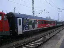 Tschechischer Werbewagen Ampz 73 54 10-91 004-7,im EC 379 Binz-Brno,am 26.Dezember 2013,in Bergen/Rügen.