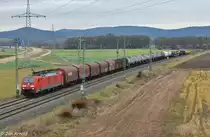 189 018-5 am 03.01.2014 nördlich von Ebensfeld auf der Fahrt Richtung Nürnberg. Links die ICE Neubaustrecke Ebensfeld-Erfurt.