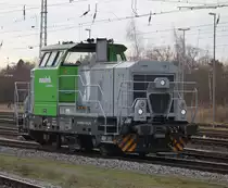 Vossloh-Lok G6(650 114-8)war am 03.01.2014 alleine im Rostocker Hbf unterwegs. 