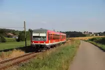 928 559 als S(A) 29330 (Dachau Bahnhof - Altomünster) zwischen Kleinberghofen und Altomünster am 17.08.13