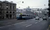Zürich VBZ Tram 7 (Be 4/6 1668) / Tram 14 (Be 4/6 2307) Bahnhofplatz / Bahnhofquai am 6. März 2005. 