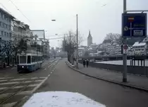 Zürich VBZ Tram 15 (Be 4/6 2066) Sihlquai am 6. März 2005.