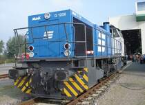 Die MAK G 1206 am 14.10.06 anl�sslich das 10-j�hrigen Jubleums der Vogtlandbahn im Betriebshof Neumark(Sachs.).