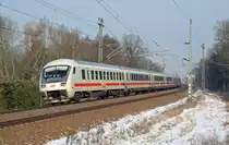 Der mit einer Lok der BR 101 bespannte IC 2356 fuhr am 30.01.14 durch Burgkemnitz Richtung Bitterfeld.