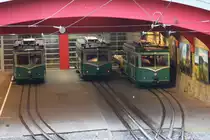 Blick am 1.2.2014 in die Wagenhalle der Talstation der Drachenfelsbahn.