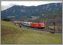 OEC 151  Emona  von Wien nach Ljubljana am 2.4.2006, aufgenommen auf der Apfelwiese auf der Semmering Nordrampe. 