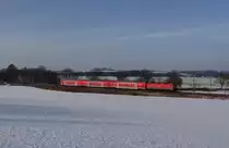 143 xxx ist am 31.01.14 an der Schöpsdrehe in Plauen/V. zusehen. Die Fahrt geht von Hof nach Dresden.