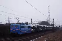 151 170-8 zieht am 03.02.2014 einen Autozug aus Fallersleben durch Ahlten