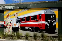 Eisenbahplakat in Clyde, Neuseeland. 26.01.2014  Tageszeit unbekannt.Fotograf Jörg Heße.