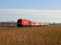 Die 2016 066 mit einem REX nach Braunau am 07.02.2014 unterwegs bei Mauerkirchen.