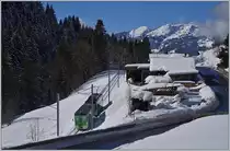 Der ASD Regionalzug 432 mit dem Bt 434 und dem BDe 4/4 403 erreicht in Kürze die Endstation Les Diablerets.
(11.02.2014)