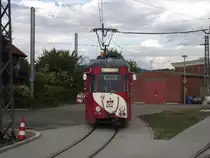 OEG Schleifwagen am 15.05.11 in Edingen vom Bahnsteig aus fotografiert