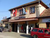 Viseu de Sus,Maramures. Bahnhof Strassenseite. Talstation der Caile Ferate Forestiere; CFF.  9.8.13