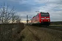 146 111-0 mit einem RE von Offenburg nach Basel SBB aufgenommen am Nachmittag des 06.01.14 s�dwestlich von H�gelheim.